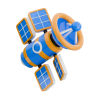 3D illustration of a satellite, symbolizing space technology and communication. 3d render isolated icon. png