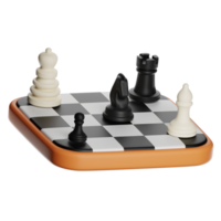 3d chess pieces standing on a chessboard with transparent background png