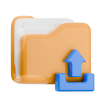 3D model of a folder and an upload arrow, file sharing illustration. 3d render isolated icon. png