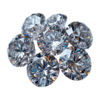 CloseUp Group of Sparkling Diamonds with Transparent Background Radiating Light png
