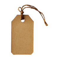 Brown Paper Tag With Jute String Hanging On Transparent Background Macro Shot png