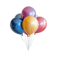 Bunch of Colorful Balloons with Strings Isolated on Transparent Background png