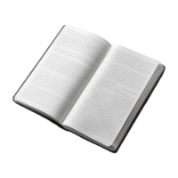 Open Notebook with Lined Pages and Black Cover on a Transparent Background png