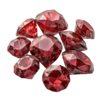 Pile of Faceted Ruby Gemstones Isolated on Transparent Background, Luxury Decoration png