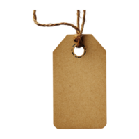 Craft Brown Paper Tag with Jute String on Transparent Background Mockup Design Element png