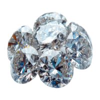 Group of Sparkling Faceted Diamonds Gemstones Close Up on Transparent Background png