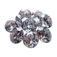 Sparkling Pile of Diamonds with Intricate Facets on a Transparent Background png