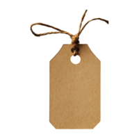 Brown Kraft Paper Tag with Twine Tie on Transparent Background, Realistic Texture png
