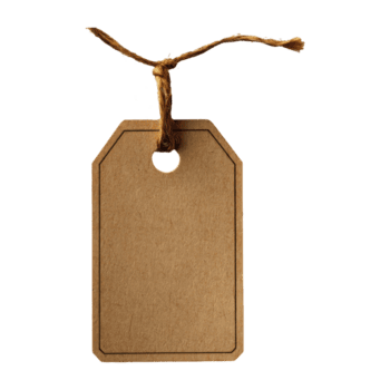 kraft papper märka med snöre, tom rektangulär form på transparent bakgrund, isolerat png