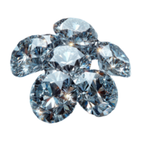 Pile of Sparkling Round Cut Diamonds with Facets on Transparent Background png