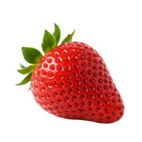 A vibrant, fresh strawberry glistens against a solid transparent background, highlighting its juicy texture and bright red color. png