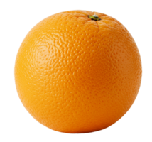 Fresh vibrant orange fruit displaying a textured surface, vividly colored and isolated against a stark transparent background, perfect for showcasing citrus elements. png