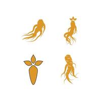 Set Stylized Ginseng logo and symbol vector