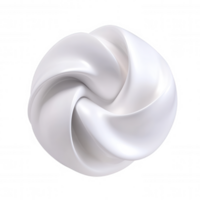 Curved white 3d geometric icon featuring interlocking abstract elements, rendered on transparent background png
