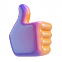 Glossy 3d thumb up icon representing positive feedback, glowing design highlighting approval in digital communication contexts png