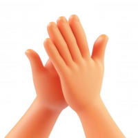 Cartoon hands icon clapping in 3d, conveying enthusiastic applause against transparent background png