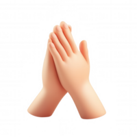 Cartoon hands icon clapping in 3d, conveying enthusiastic applause against transparent png