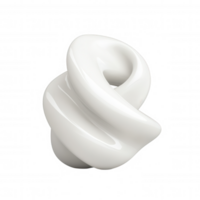Curved white 3d geometric icon featuring interlocking abstract elements, rendered on transparent backdrop png