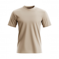 3d icon Simple beige t shirt mockup with short sleeves, round collar and transparent, perfect for showcasing designs or branding png