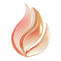 Peach colored abstract swirling shape 3d icon on transparent background, for modern and minimalist designs png