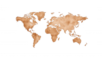 Crumpled paper world map icon isolated on transparent background, ideal for educational, travel, global concepts png