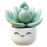 3d icon lovely on plant thriving in a smiling pot, isolated succulent a transparent background, perfect for nature, gardening, or decorative projects png