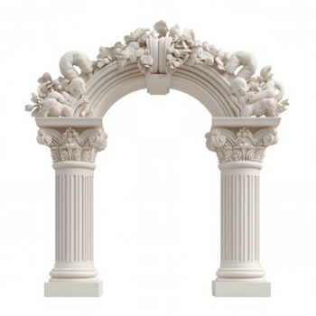 3d ikon utsmyckad arkitektonisk båge terar invecklad sten sniderier, stödjande kolumner, isolerat för transparent bakgrund, idealisk på design tolkning png