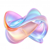 3d icon Vibrant liquid form blending iridescent holographic colors, creating dynamic modern graphic element against transparent backdrop png