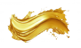 Luxurious golden 3d icon paint stroke design with transparent vibrancy, elevating graphic glimmering through artistic digital rendering png