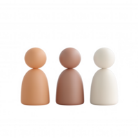 Three colorful 3d icon representing people, symbolizing diversity and inclusion, on transparent background png