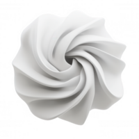 Curved white 3d geometric icon featuring interlocking abstract elements, on transparent backdrop png