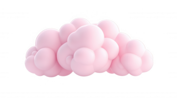3d icon Pastel pink fluffy cloud hovering weightlessly, soft texture digital element dreamy, ethereal visual appeal png