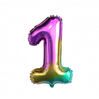 3d icon Vibrant, colorful foil balloon shaped as number one, perfect for birthday celebrations, anniversaries, or transparent special occasion, isolated on a any background png