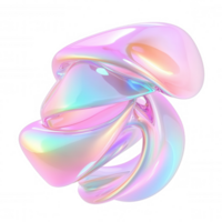 3d icon Vibrant liquid form blending iridescent holographic colors, creating dynamic modern graphic element transparent backdrop png