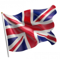 British national flag graphic dynamically, rendered in crisp waving with transparent background, representing patriotic symbolism png