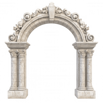 3d icône fleuri architectural idéal avec complexe pierre sculptures, justificatif Colonnes, isolé sur transparent arrière-plan, cambre pour conception le rendu png