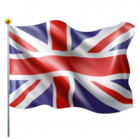 British graphic flag waving dynamically, crisp symbolism with transparent background, representing patriotic national png