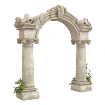 3d ikon utsmyckad arkitektonisk båge terar invecklad sten sniderier, stödjande kolumner, design på transparent bakgrund, idealisk för isolerat tolkning png