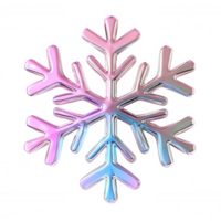 Iridescent 3d icon holographic snowflake shimmering with multicolored reflections, glowing transparent backdrop for seasonal design png