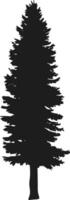 Tall Pine Tree Silhouette - Vertical Evergreen Tree Illustration vector