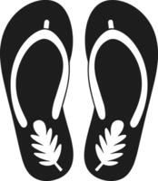 Flip Flop Silhouette - Tropical Sandals with Leaf Design for Summer Themes vector