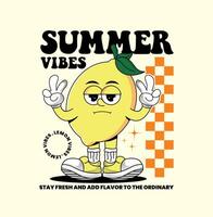 Lemon character with summer vibes vector