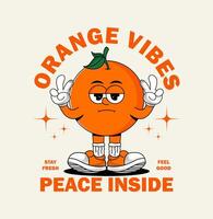 Cartoon orange character with peace signs vector
