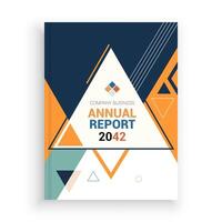 the annual report cover is shown with geometric shapes vector