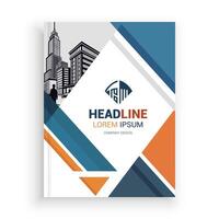 a brochure cover with an image of skyscrapers vector