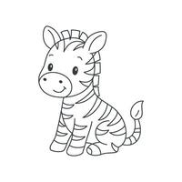 Cute cartoon Zebra coloring book illustration design templates simple vector