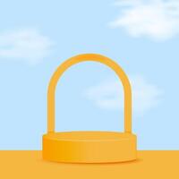 Yellow display stage with sky backdrop vector