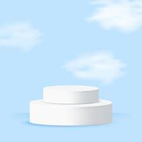 White circular pedestal on blue background vector