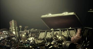 CGI treasure chest filled with various valuable items video