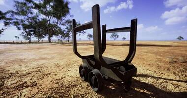 CGI rusty mining cart, likely used for transporting ore and materials during mining operations. video